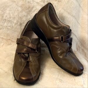 Fidelio Helga Casual Comfort Shoes Brown Bronze Leather Cushioned Loafer Size 9